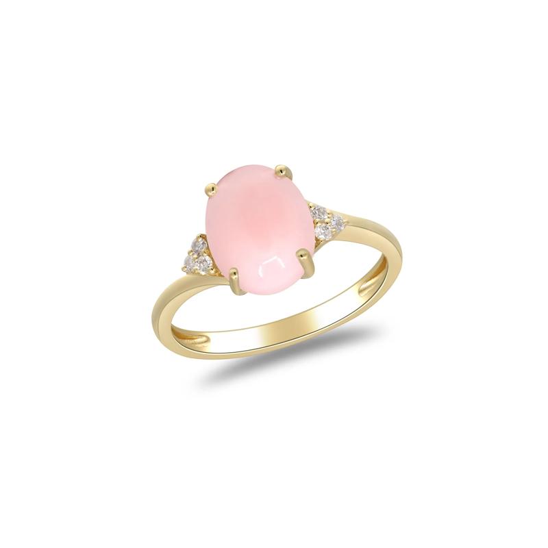 Pink Opal and Diamond Accent Ring in 10K Yellow Gold – Image 4 of 5