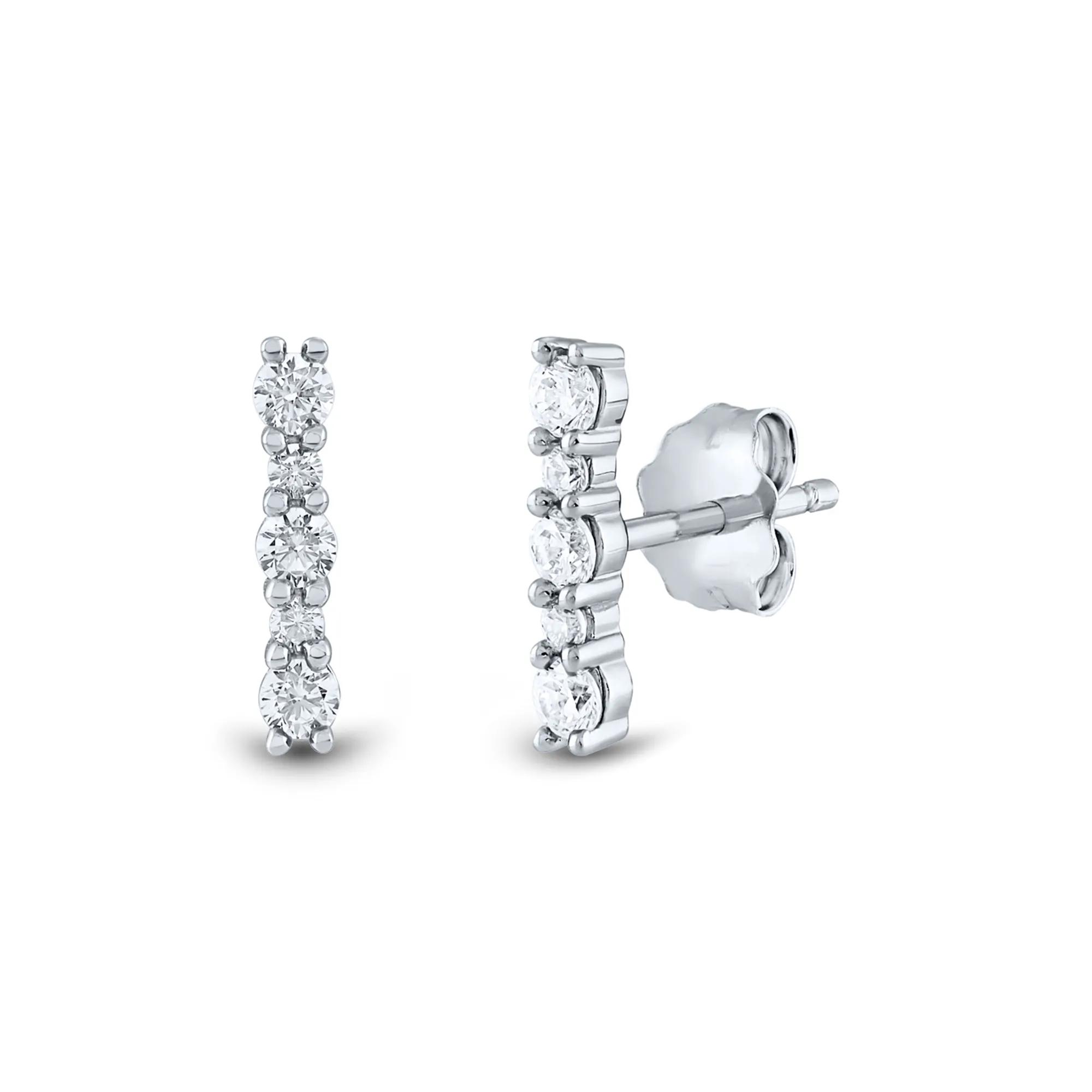 アクセサリー DIAMOND SLAB STUD EARRING Lab Grown Diamond Bar Earrings, 14K Gold