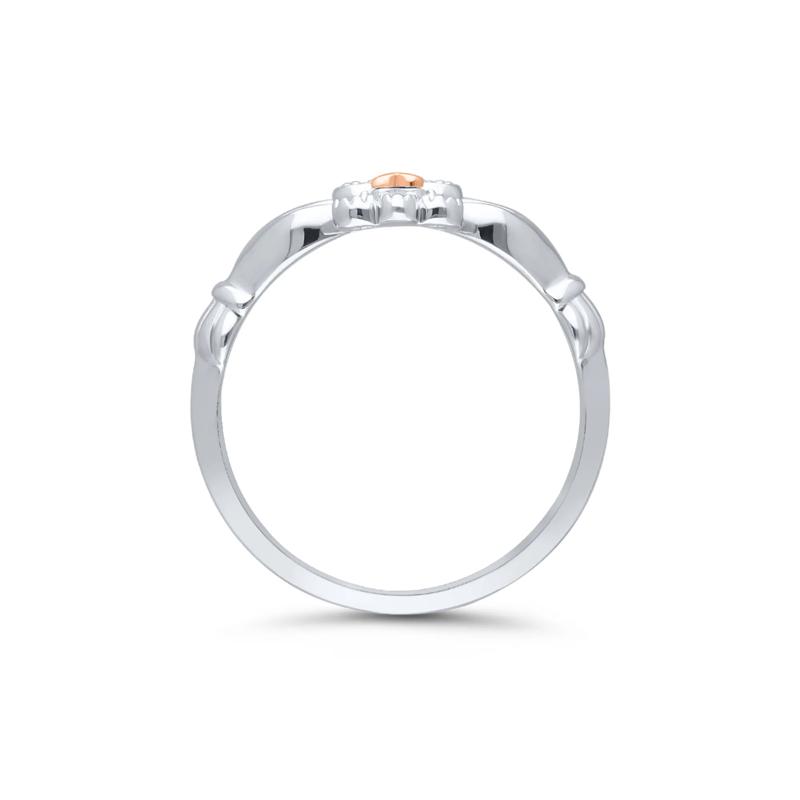 Diamond Claddagh Ring in Sterling Silver &amp; 14K Rose Gold – Image 2 of 3