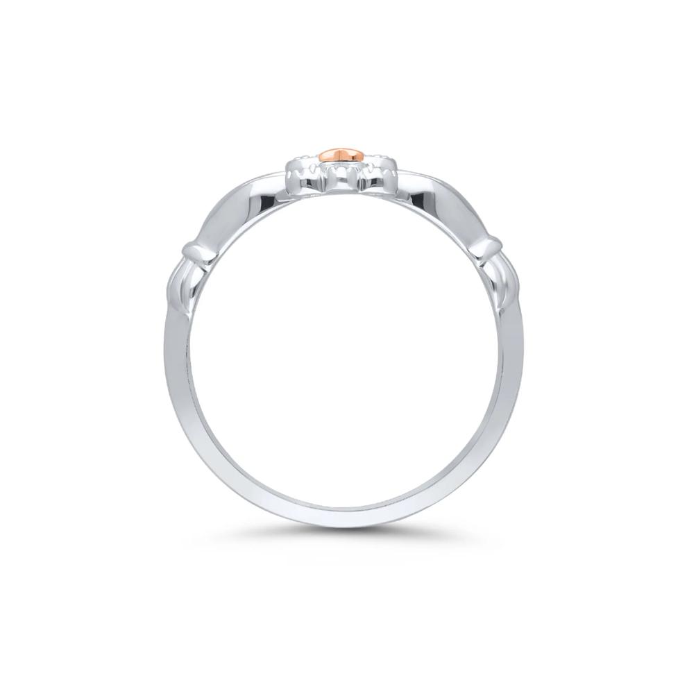 Diamond Claddagh Ring in Sterling Silver &amp; 14K Rose Gold – Image 2 of 3