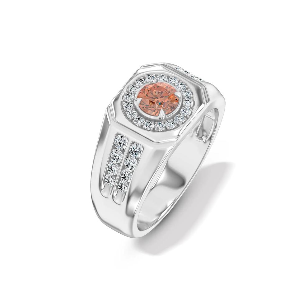 Men's Lab Grown Diamond Round Brown Ring in 10K White Gold (1 ct. tw.) – Image 4 of 4