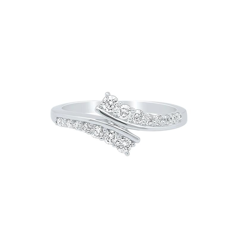 Diamond Journey Bypass Ring in 10K White Gold &#40;3/8 ct. tw.&#41; – Image 1 of 3