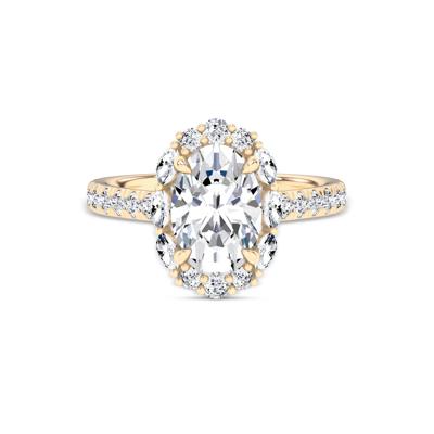 Lab Grown Diamond Oval Halo Engagement Ring in 14K Yellow Gold (3 ct. tw.)