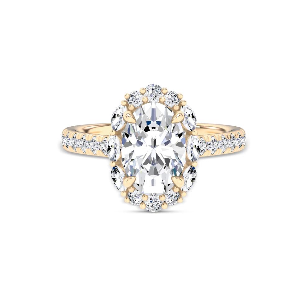 Lab Grown Diamond Oval Halo Engagement Ring in 14K Yellow Gold (3 ct. tw.) – Image 1 of 4