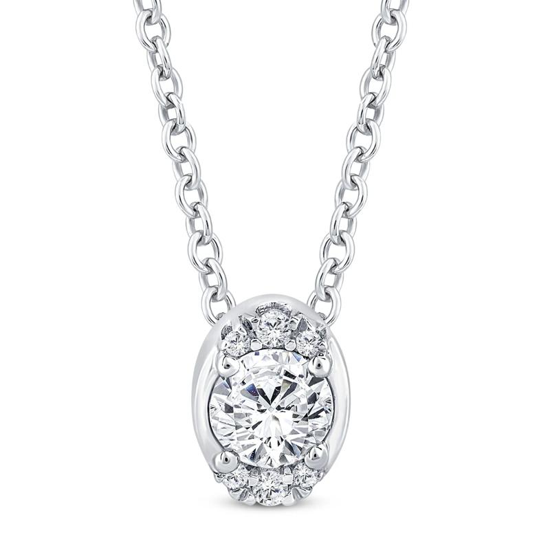 Diamond Pendant in 10K White Gold &#40;1/7 ct. tw.&#41; – Image 1 of 4