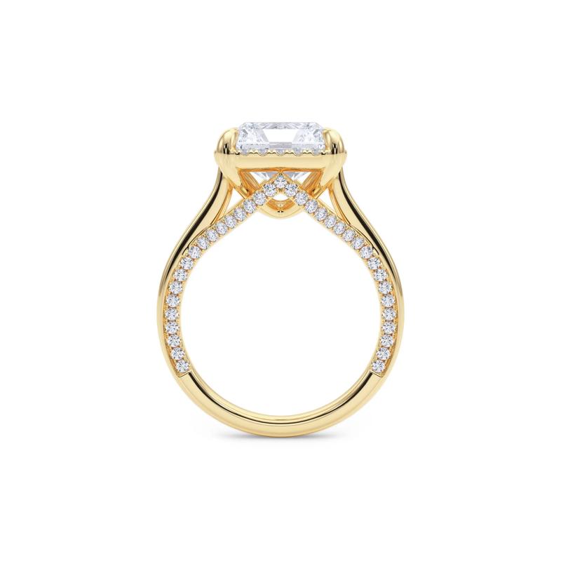Lab Grown Diamond Square Radiant-Cut Halo Engagement Ring in 14K Yellow Gold &#40;4 1/2 ct. tw.&#41; – Image 2 of 5