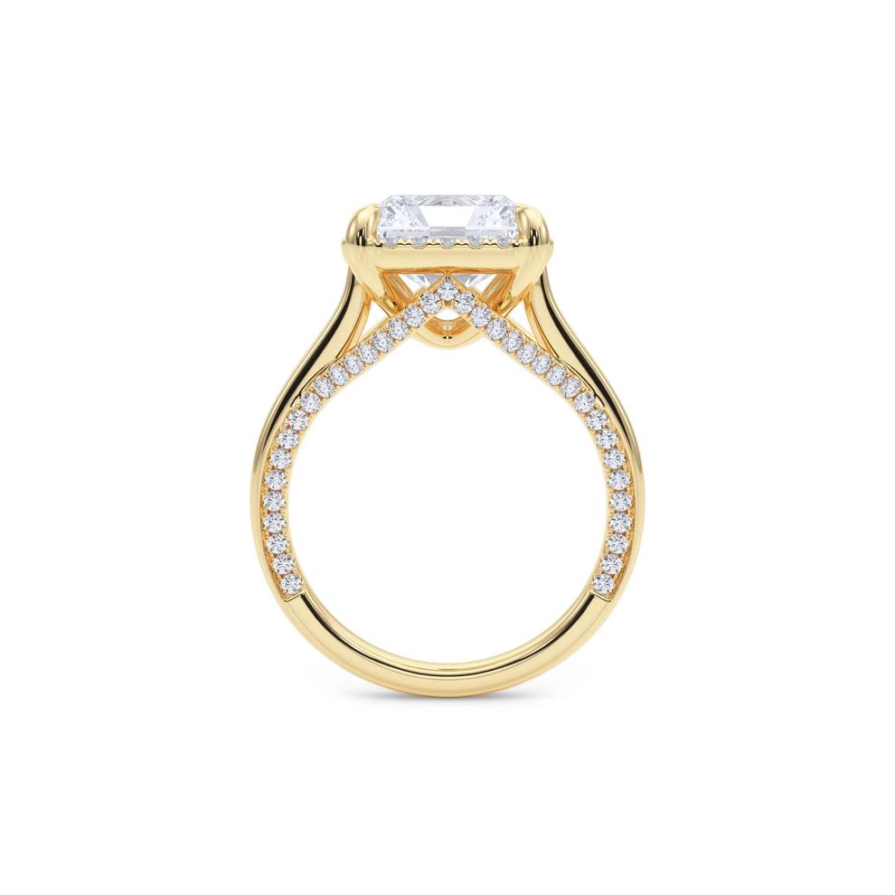 Lab Grown Diamond Square Radiant-Cut Halo Engagement Ring in 14K Yellow Gold (4 1/2 ct. tw.) – Image 2 of 4