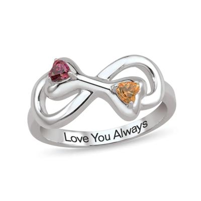 personalized dog bone ring with engraving & custom gemstones (2 stones)