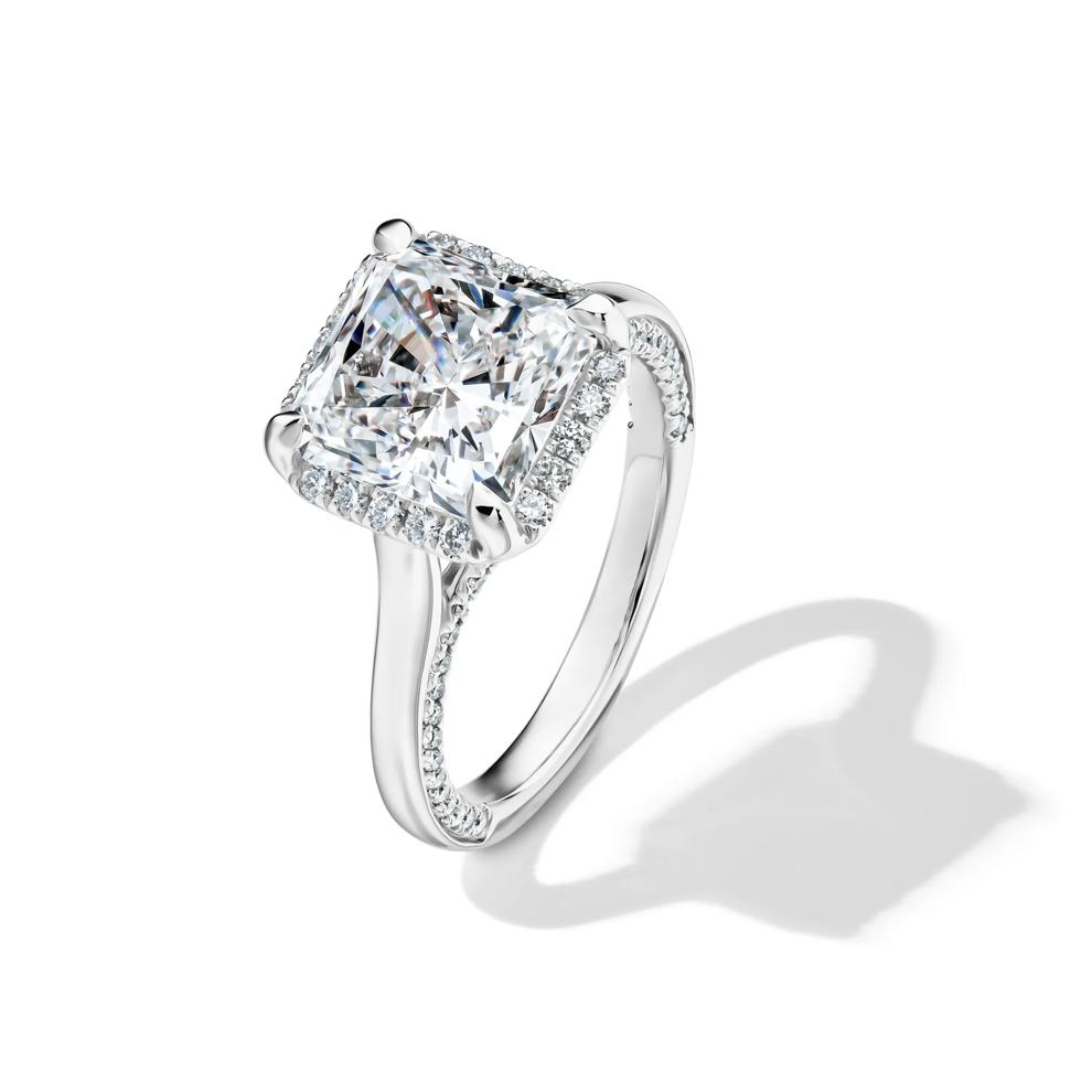 Lab Grown Diamond Square Radiant-Cut Halo Engagement Ring in 14K White Gold (4 1/2 ct. tw.) – Image 4 of 4
