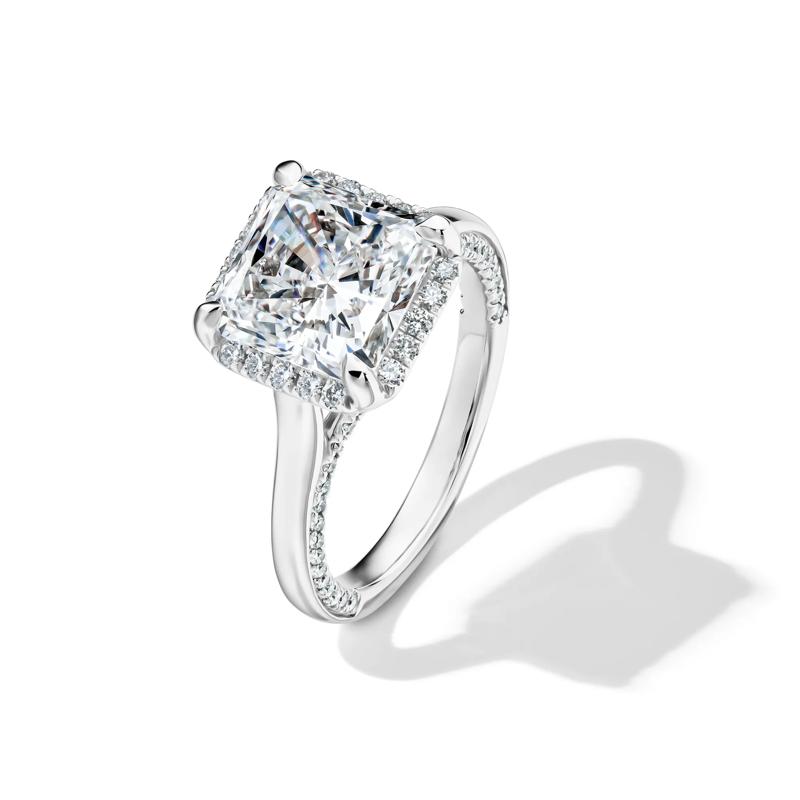 Lab Grown Diamond Square Radiant-Cut Halo Engagement Ring in 14K White Gold &#40;4 1/2 ct. tw.&#41; – Image 4 of 5