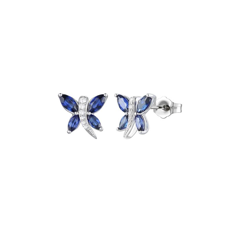 Lab Created Blue Sapphire Butterfly Earrings in Sterling Silver – Image 1 of 1