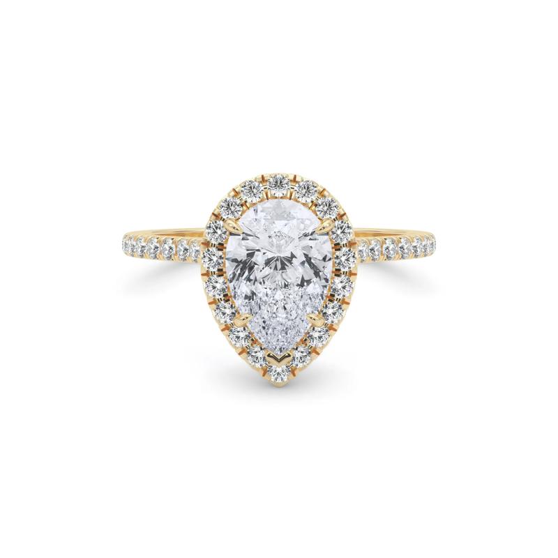 Pear-Shaped Diamond Halo Engagement Ring in 18K Yellow Gold (1-1/2 ct. tw.) – Image 1 of 5