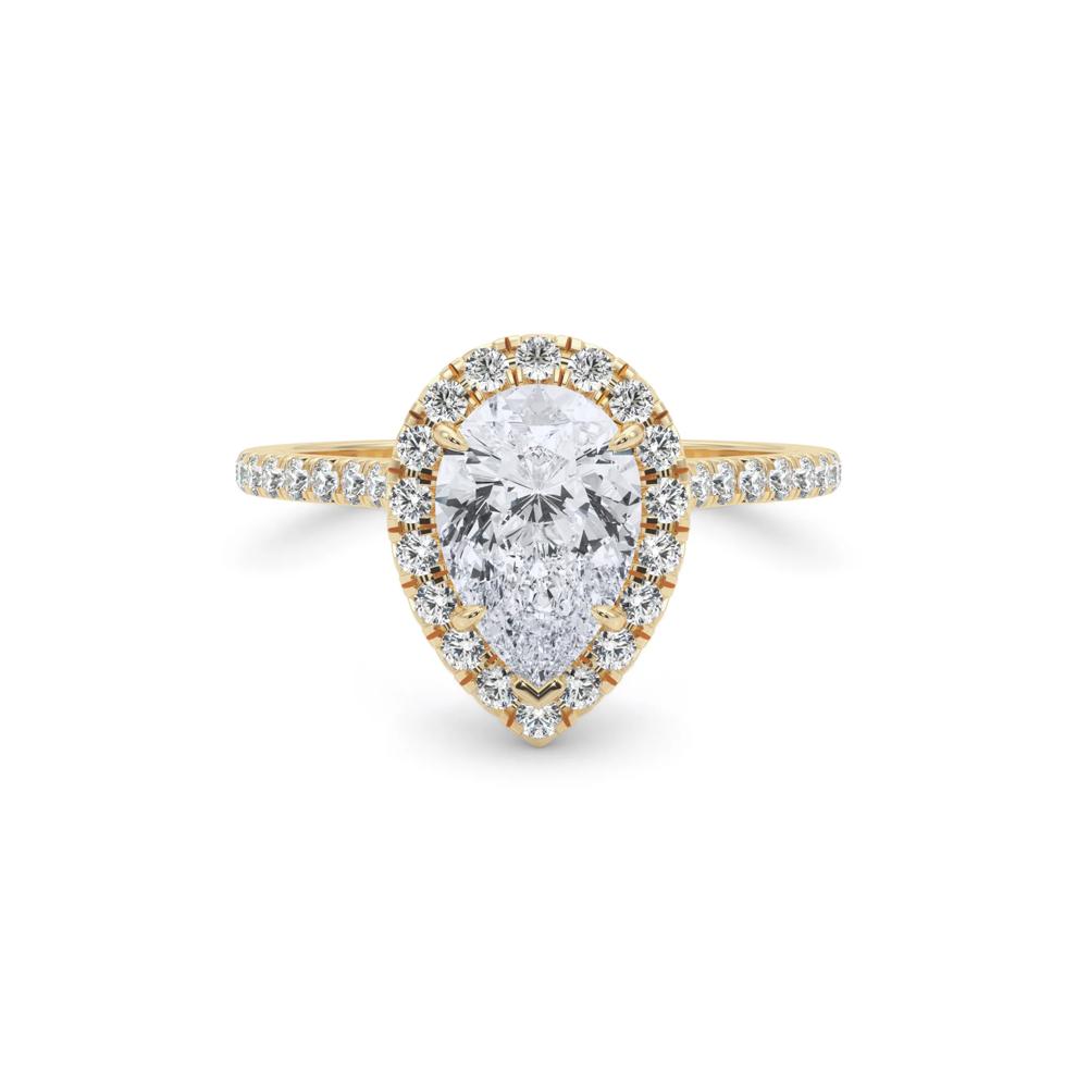 Pear-Shaped Diamond Halo Engagement Ring in 18K Yellow Gold (1-1/2 ct. tw.) – Image 1 of 5