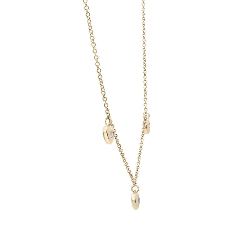 Diamond Bezel Heart Station Necklace in 10K Yellow Gold &#40;1/10 ct. tw.&#41; – Image 3 of 4