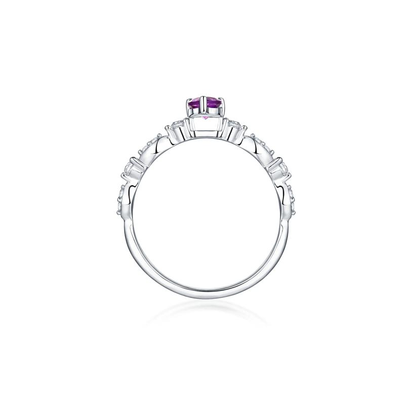 Amethyst &amp; Lab Created White Sapphire Ring in Sterling Silver – Image 2 of 3