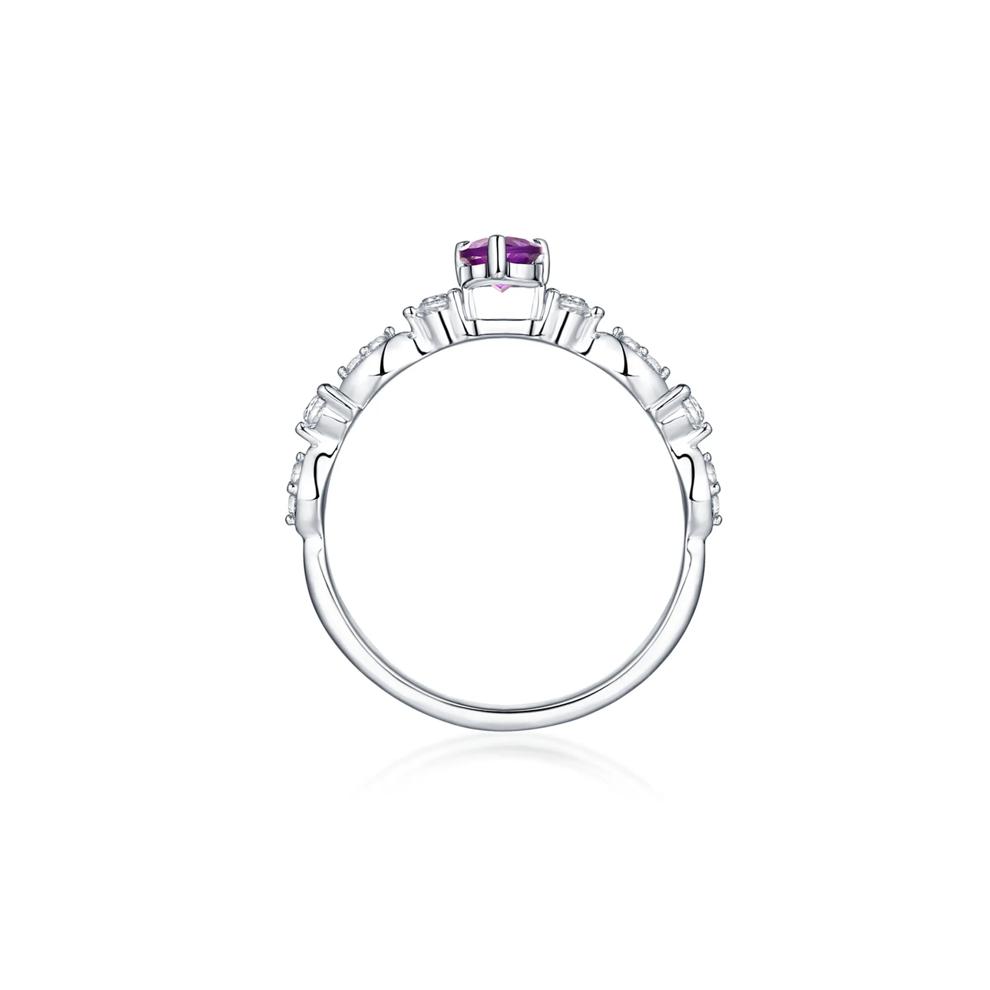 Amethyst &amp; Lab Created White Sapphire Ring in Sterling Silver – Image 2 of 3
