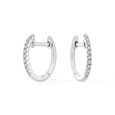 Diamond Huggie Hoop Earrings in 10K White Gold, 12mm (1/10 ct. tw.)