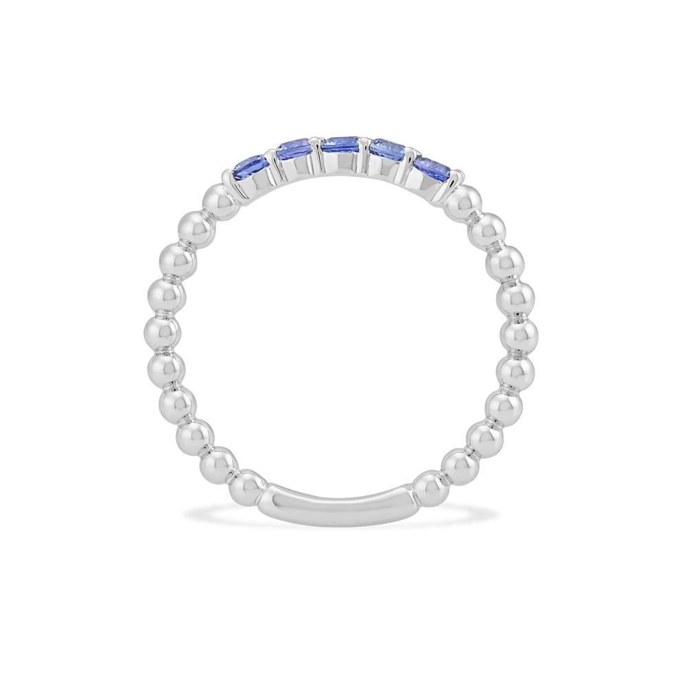 Lab-Created Blue Sapphire Five-Stone Beaded Stack Band Ring in Sterling Silver – Image 3 of 4
