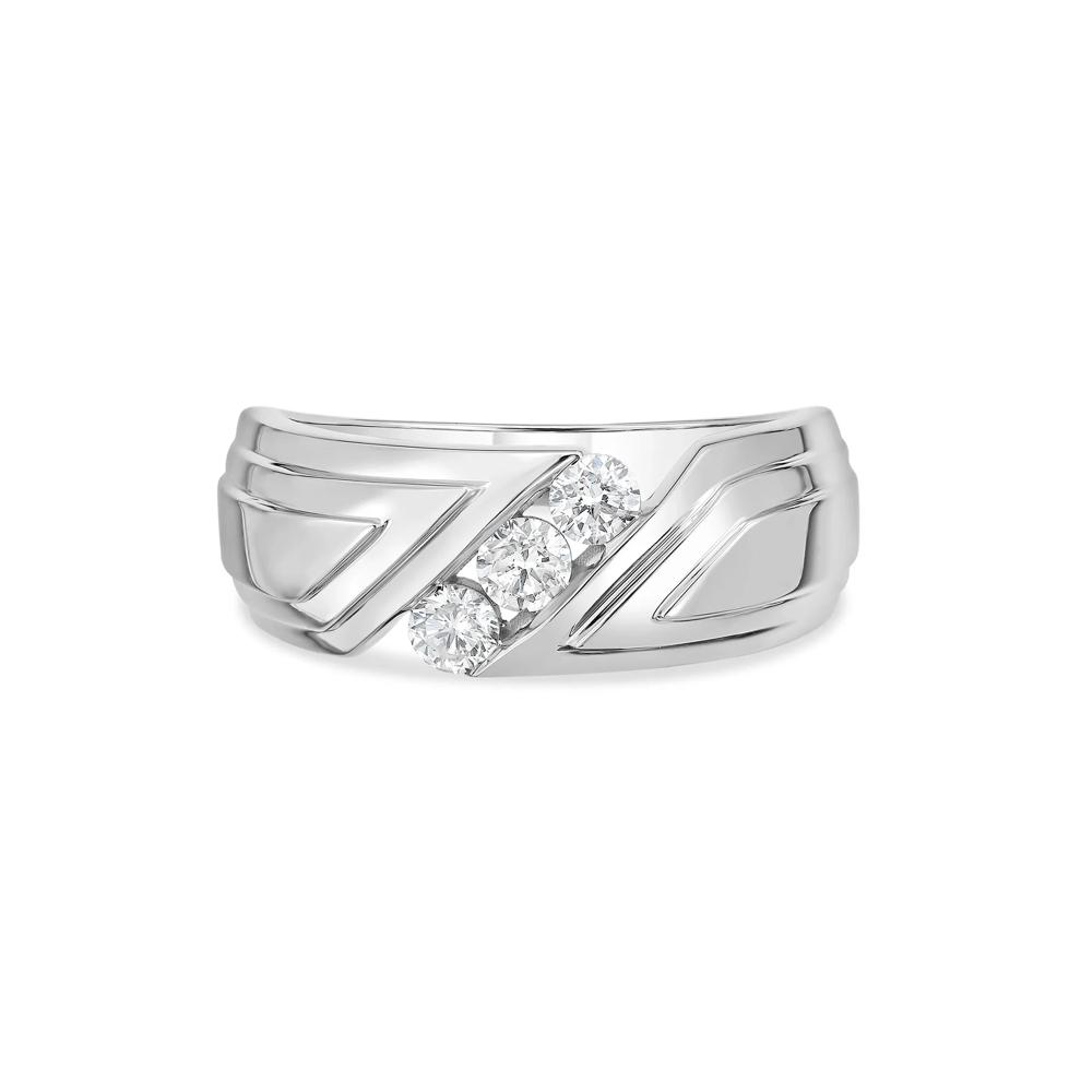 Men's Diamond Three-Stone Band in 10K White Gold (1/2 ct. tw.) – Image 1 of 4