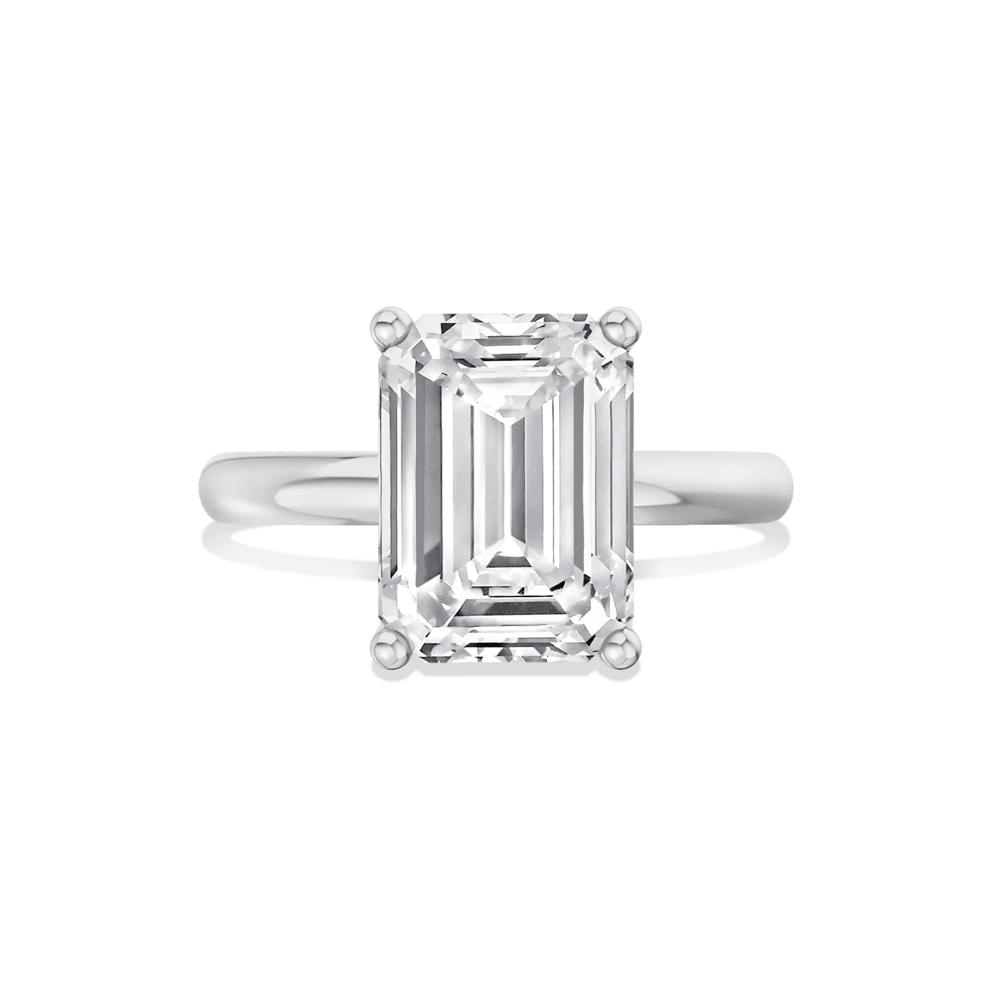 Lab Grown Diamond Emerald-Cut Solitaire Ring in 14K White Gold (5 ct.) – Image 1 of 4