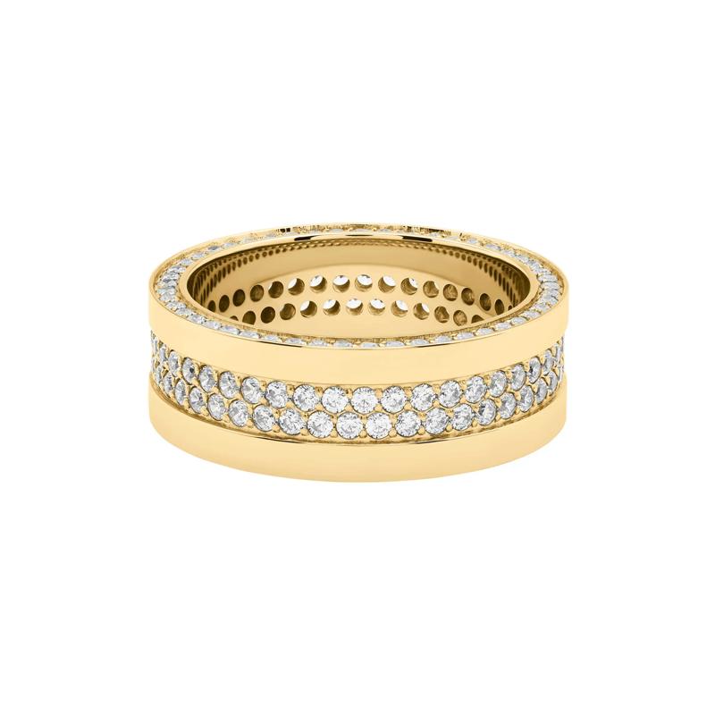 Men&#39;s Lab Grown Diamond Double Row Eternity Band in 10K Yellow Gold &#40;2 1/3 ct. tw.&#41; – Image 1 of 3