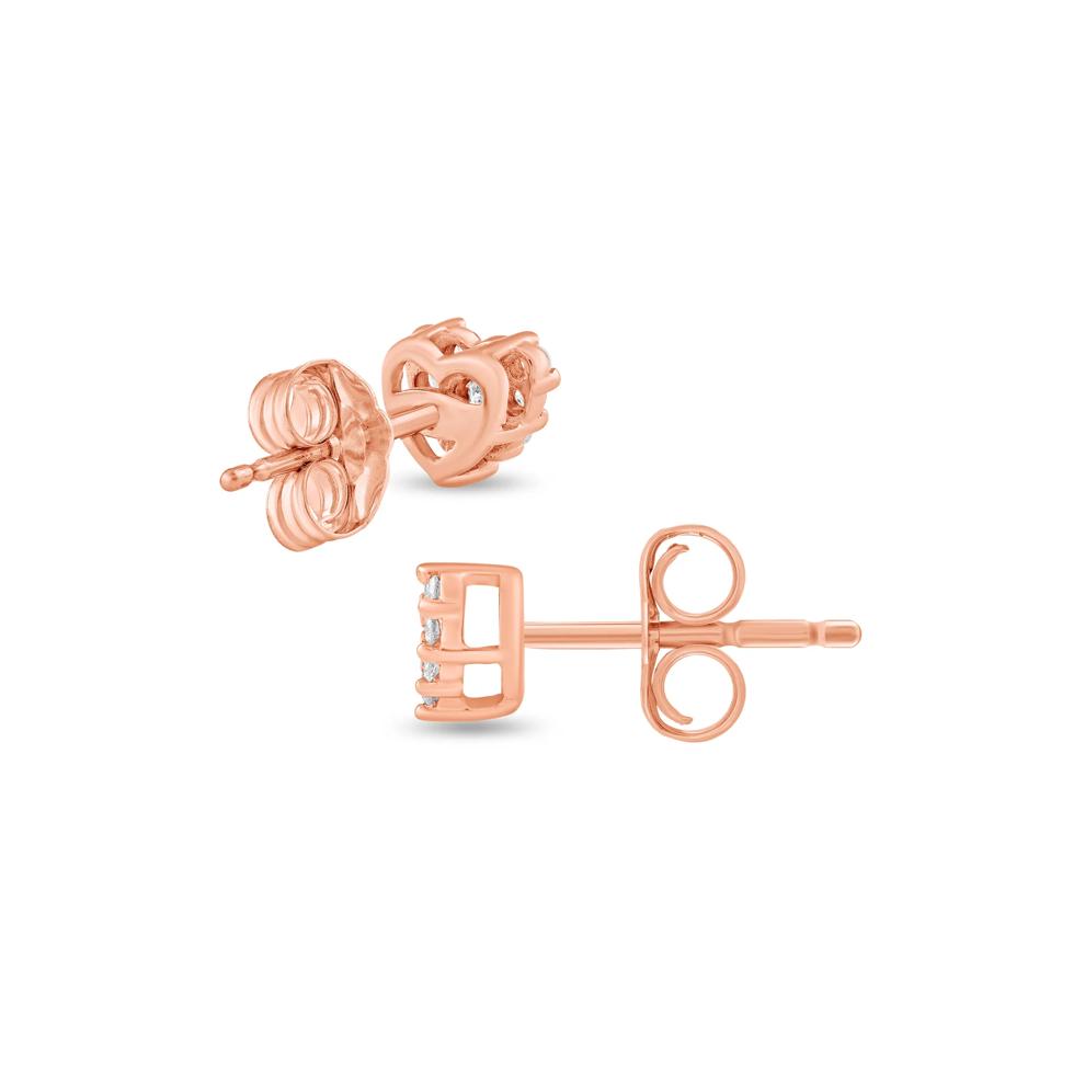 Diamond Accent Heart Cluster Stud Earrings in 10K Rose Gold – Image 2 of 2