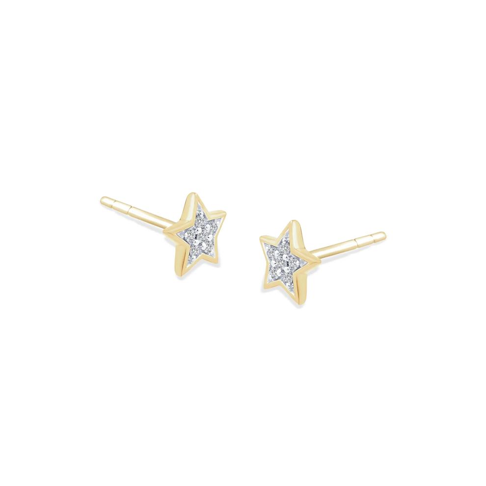 Diamond Accent Star Stud Earrings in 10K Yellow Gold – Image 1 of 2