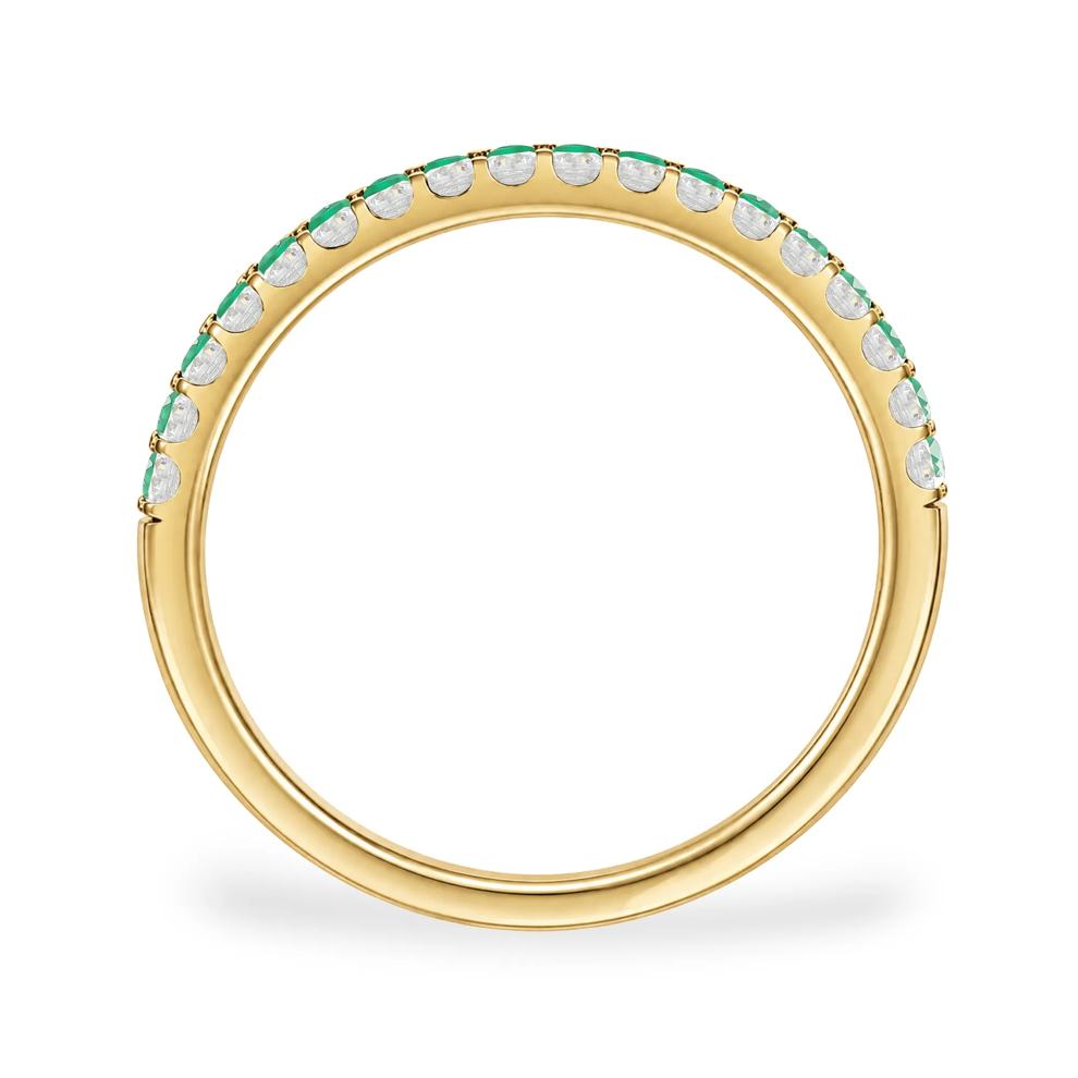 Emerald &amp; Diamond Double Row Ring in 10K Yellow Gold (1/5 ct. tw.) – Image 3 of 4