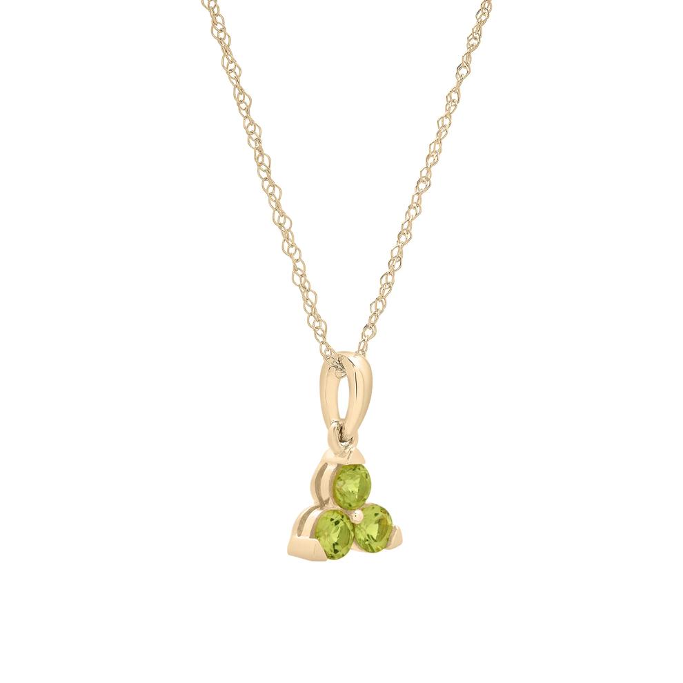 Peridot Three-Stone Triangle Birthstone Pendant in 10K Yellow Gold – Image 4 of 4