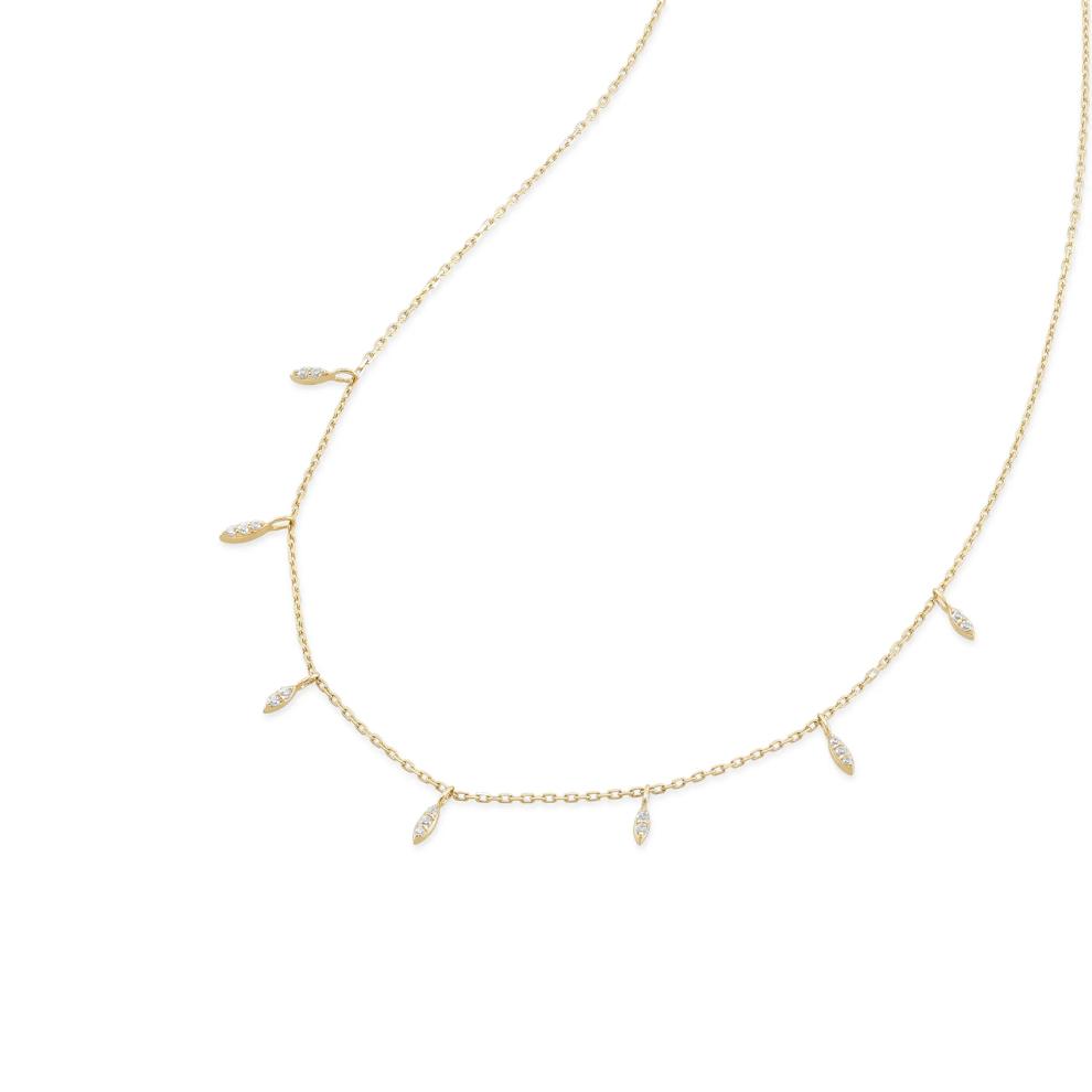 Diamond Station Necklace in 14K Yellow Gold (1/10 ct. tw.) – Image 2 of 3