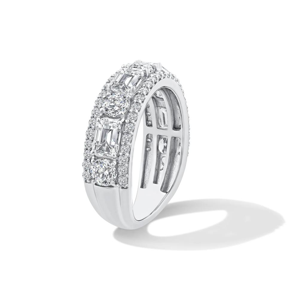 Lab Grown Diamond Multi-Row Emerald-Cut Anniversary Band in 10K White Gold (3 ct. tw.) – Image 3 of 4