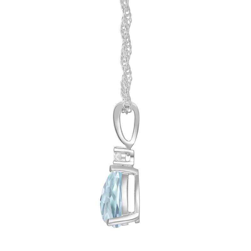 Aquamarine &amp; Diamond Accent Pendant &amp; Earrings Boxed Set in 10K White Gold – Image 4 of 5