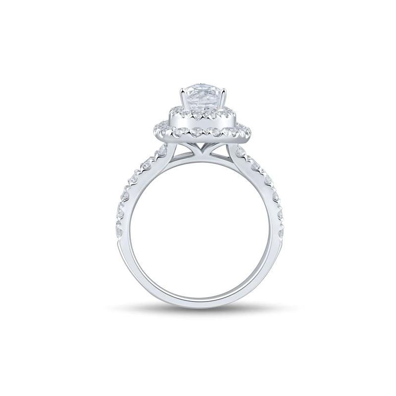 Diamond Pear Halo Engagement Ring in 10K White Gold &#40;1 1/2 ct. tw.&#41; – Image 3 of 3