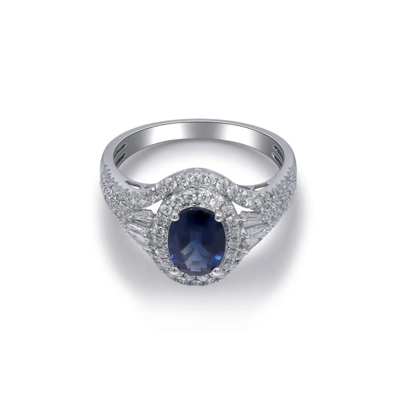 Blue Sapphire and Diamond Ring in 14K White Gold &#40;5/8 t. tw.&#41; – Image 5 of 5