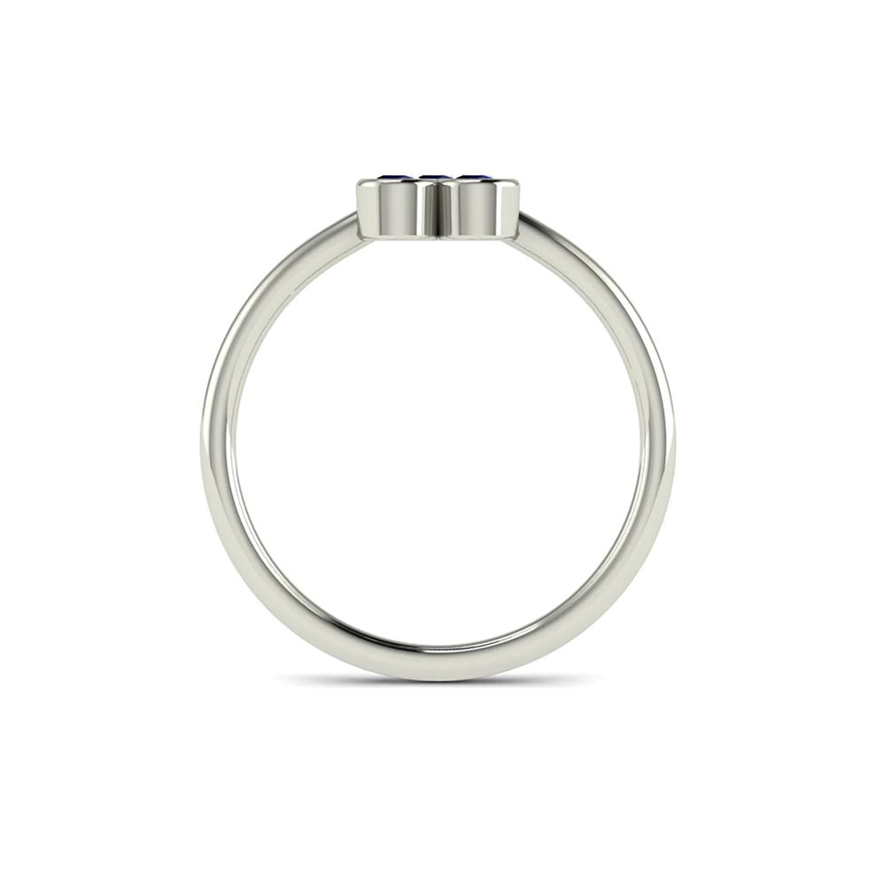 Blue Sapphire Three-Stone Pyramid Ring in 14K White Gold – Image 2 of 4