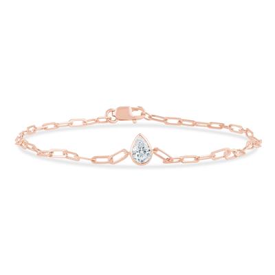 Lab Grown Diamond Pear-Shaped Paperclip Chain Bracelet in 10K Rose Gold, 7" (1/3 ct. tw.)