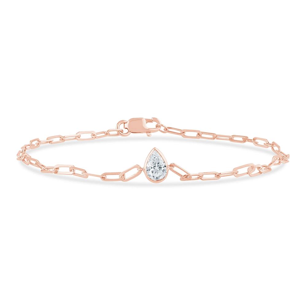 Lab Grown Diamond Pear-Shaped Paperclip Chain Bracelet in 10K Rose Gold, 7" (1/3 ct. tw.) – Image 1 of 2