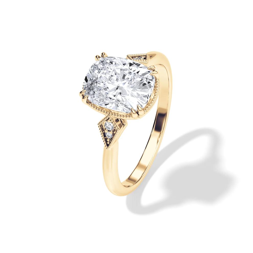 Lab Grown Diamond Elongated Cushion-Cut Center Engagement Ring in 14K Yellow Gold (2 ct. tw.) – Image 4 of 4