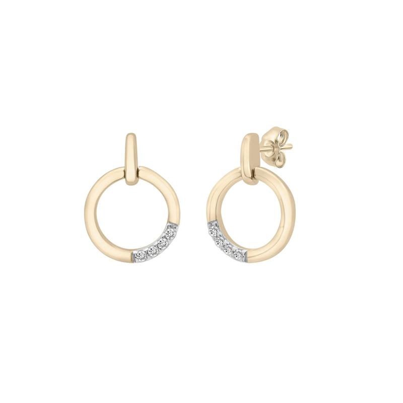 Diamond Accent Door Knocker Drop Earrings in 10K Yellow Gold – Image 1 of 1