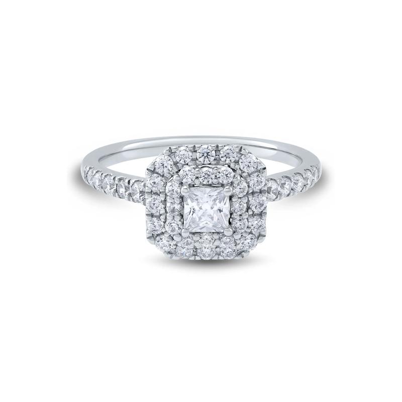 1 ct. tw. Princess-Cut Diamond Halo Engagement Ring in 14K White Gold – Image 1 of 3