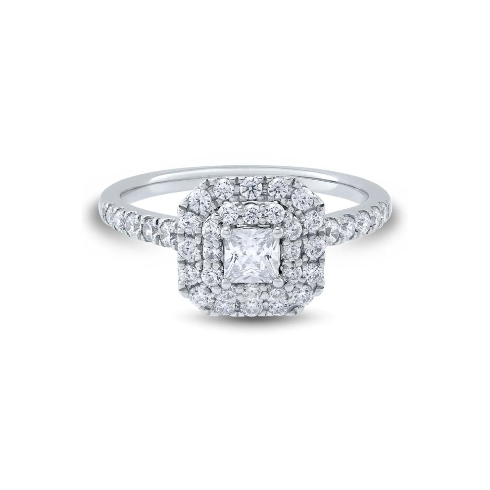 1 ct. tw. Princess-Cut Diamond Halo Engagement Ring in 14K White Gold – Image 1 of 3