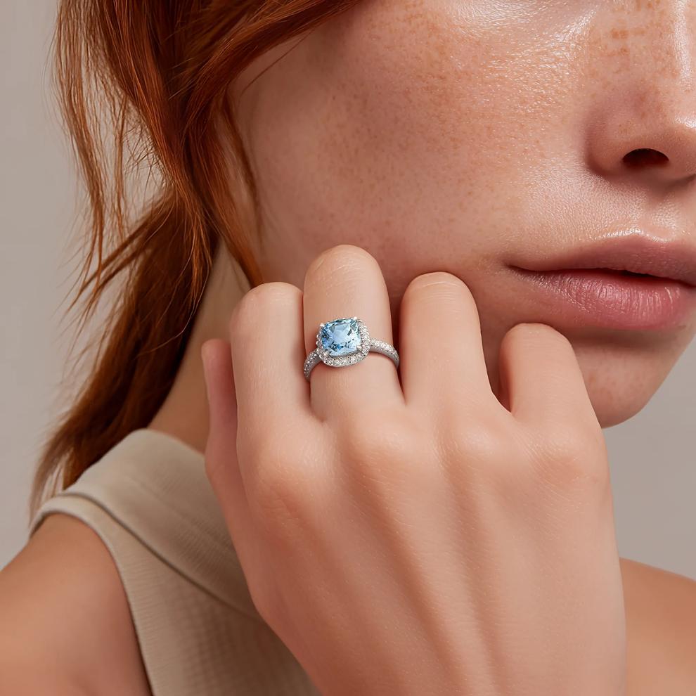 Blue &amp; White Topaz Ring in 10K White Gold – Image 6 of 6