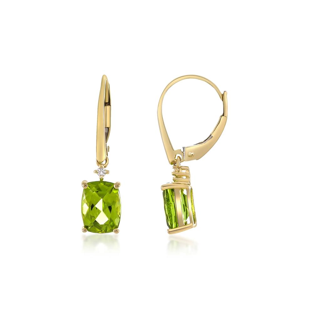 Peridot and Diamond Accent Earrings in 10K Yellow Gold – Image 1 of 2
