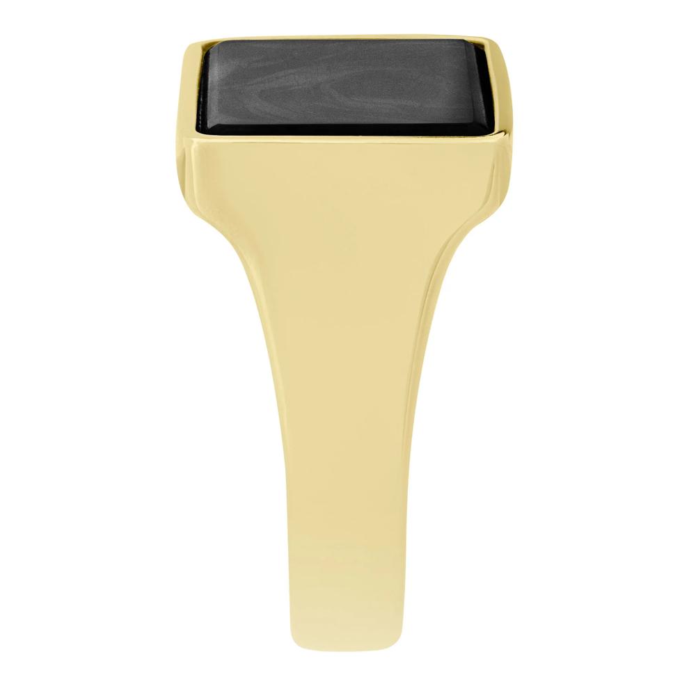 Rectangle Signet Ring with Forged Carbon Fiber Inlay in 14K Yellow Gold – Image 3 of 3