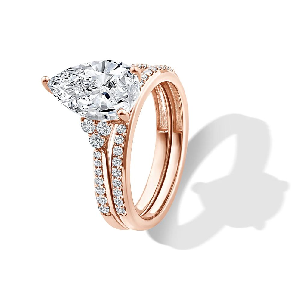 Lab Grown Diamond Pear-Shaped Engagement Set in 14K Rose Gold (3 ct. tw.) – Image 5 of 6