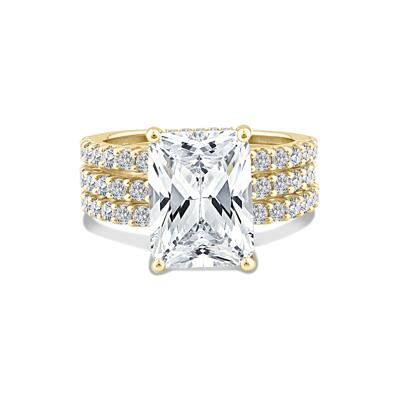 Lab Grown Diamond Radiant 3-Piece Engagement Set in 14K Yellow Gold (7 1/2 ct. tw.)