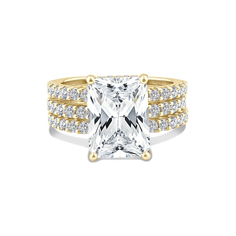 Lab Grown Diamond Radiant 3-Piece Engagement Set in 14K Yellow Gold (7 1/2 ct. tw.) – Image 1 of 6