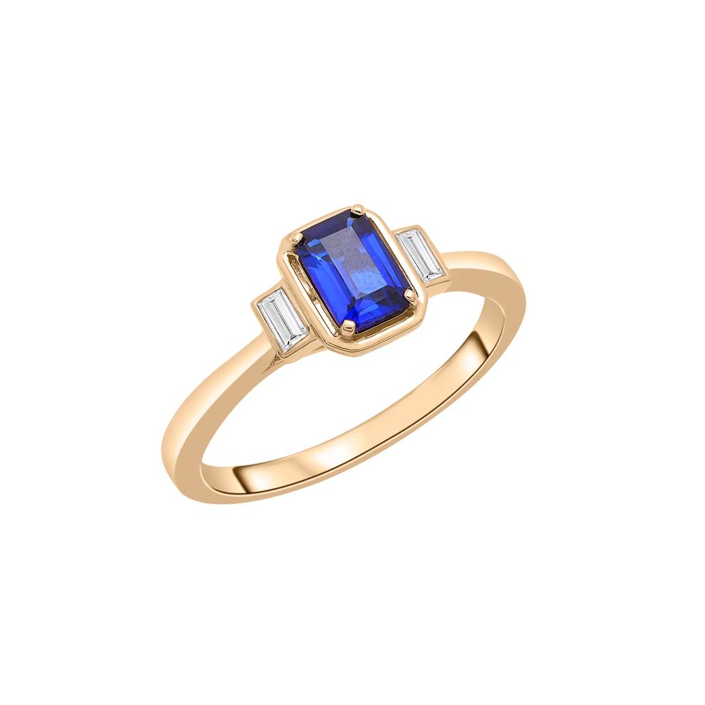 Lab-Created Blue and White Sapphire Ring in Vermeil – Image 5 of 7