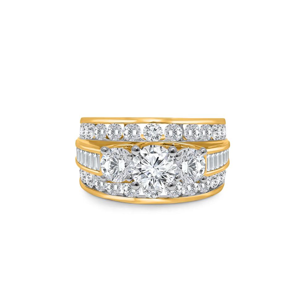 Lab Grown Diamond Three-Stone Multi-Row Band in 10K Yellow Gold (4 ct. tw.) – Image 1 of 3
