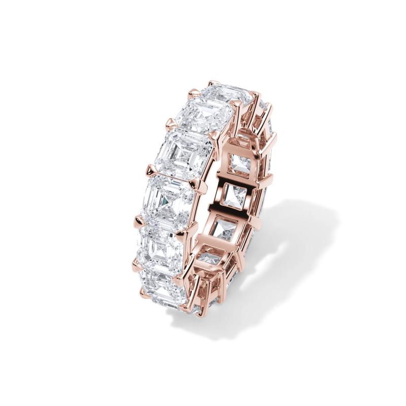 Lab Grown Diamond Asscher-Cut Eternity Band in 18K Rose Gold (10 1/2 ct. tw.) – Image 4 of 5